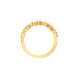 Alliance Hortense en or jaune éthique et diamants tailles marquise et brillant, en 3D de côté