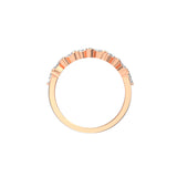 Alliance Hortense en or rose éthique diamants tailles marquise et brillant, en 3D de côté