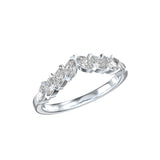 Alliance Olivia en or blanc palladié et diamants marquises, en 3D