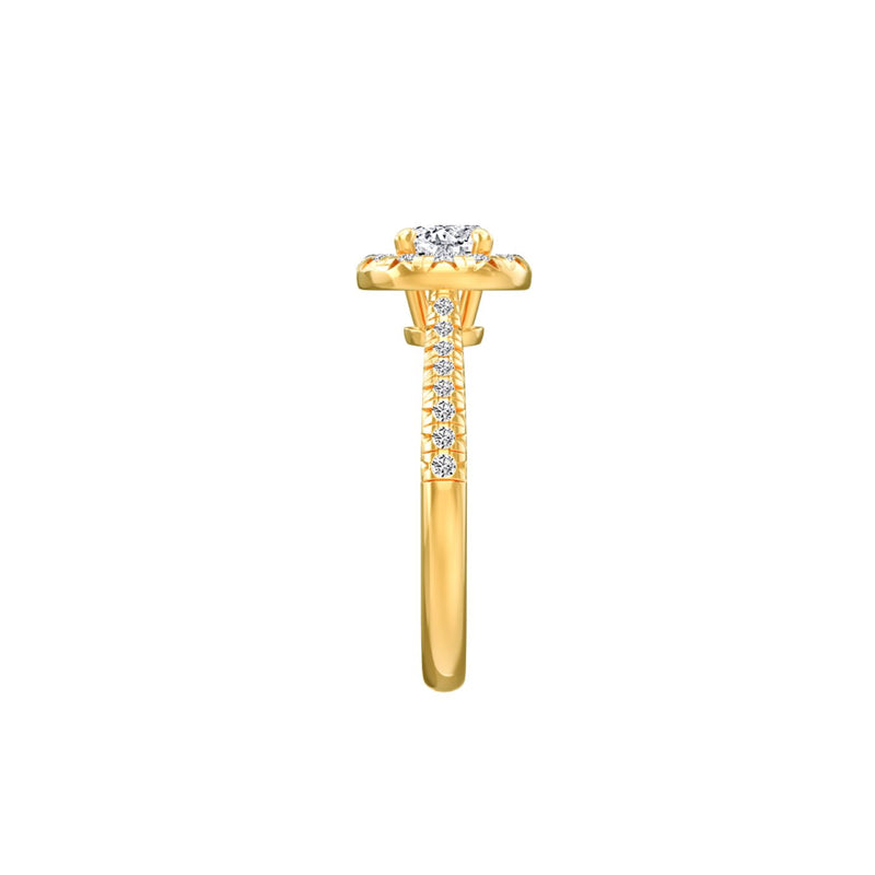 Bague de fiançailles Adèle or jaune et diamants, vue de côté en 3D