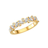 Alliance Hortense en or jaune diamants tailles marquise et brillant, en 3D