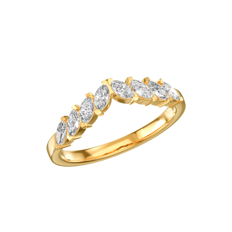 Alliance Olivia en or jaune et diamants marquises, en 3D