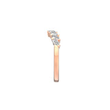 Alliance Olivia en or rose et diamants marquises, de côté en 3D